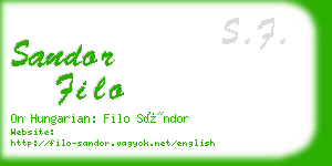 sandor filo business card